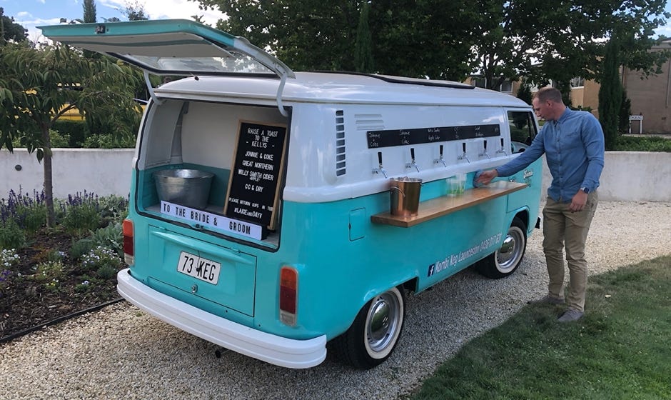 Kombi Keg service (Launceston) for a wedding at Waterton Hall estate